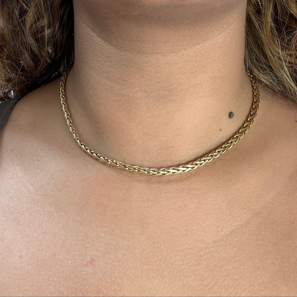 Collier Ras du Cou maille Palmier en Or Jaune 18 Carats