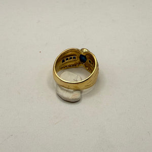 Bague en Or Jaune 18 Carats avec Diamants et Saphir 8.14 Taille 56