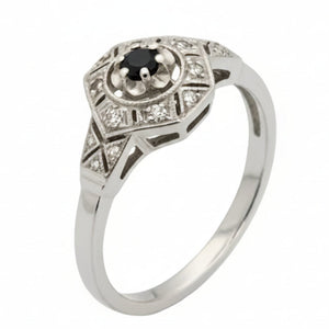 Bague fantaisie en Or Blanc et topaze 18K - T53 - 2.00Grs