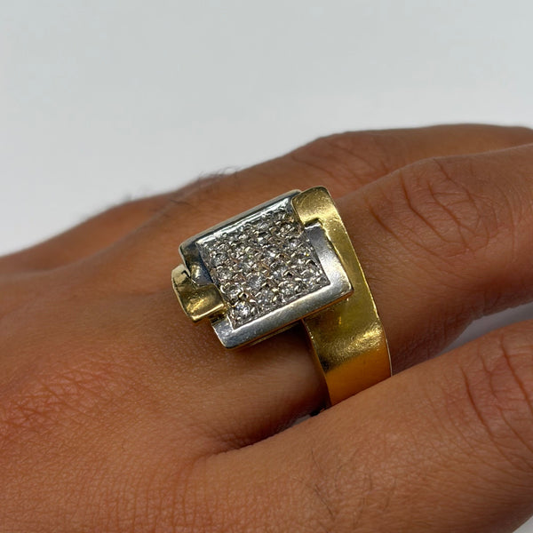 Bague Or jaune et Gris 18K avec Diamants