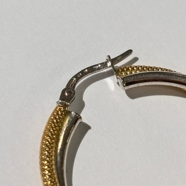 Boucles d'oreilles créoles en or jaune et blanc 18k - 4.34 Grs