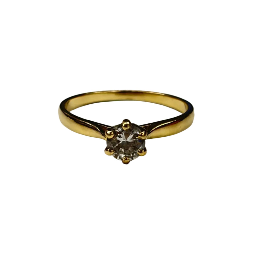 Bague Solitaire en Or Jaune  avec  Oxyde de Zirconium