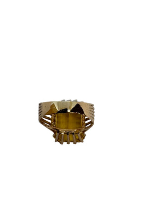 Bague Chevalière Or Jaune 18K avec Citrine 3 Carats
