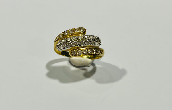 Bague en Or Jaune et Blanc 18K - 3.72 Grs - Taille 60