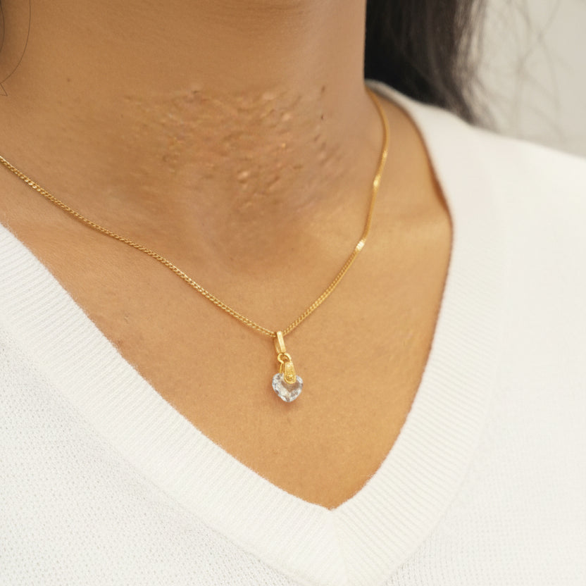 Collier Matinée Inspiré Aigue Marine Coeur