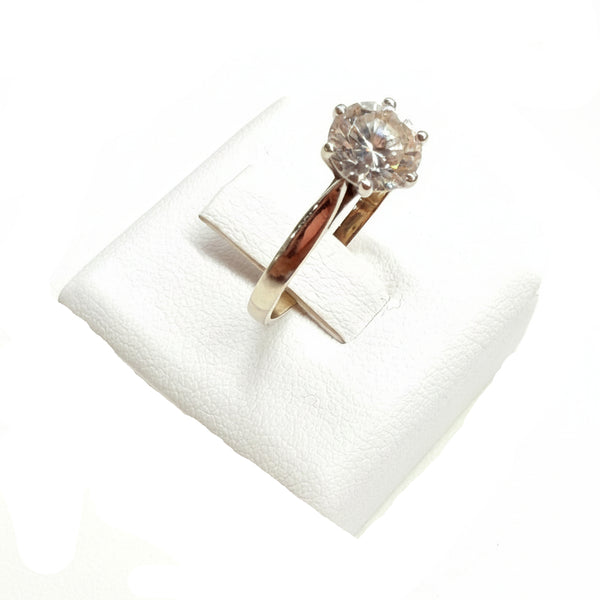 Bague Solitaire Or Blanc 18k avec Zirconium