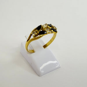 Bagues Or Jaune 18K avec Diamants et Saphir - 2.36 Grs