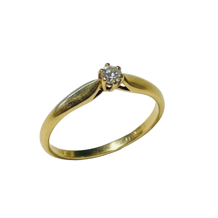 Solitaire en Or Jaune Diamants 18k - 2.46 Grs - Taille 60