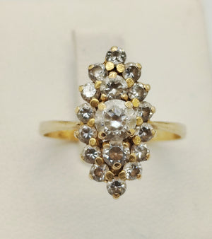 Bague marquise en Or Jaune 18 K
