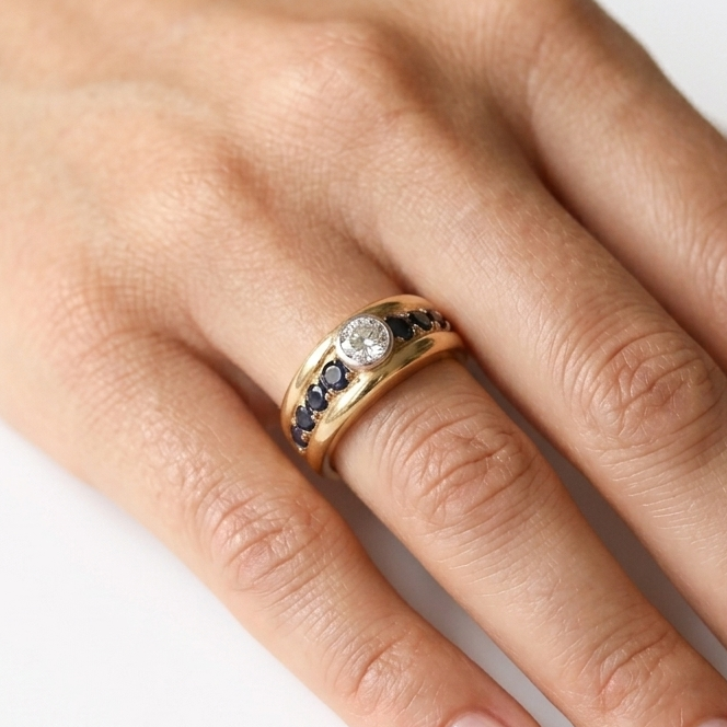 Bague Demi Tour en Or Jaune 18 K - Taille 51
