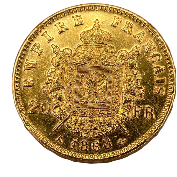Pièce 20 Francs Napoléon III en or jaune 20k -  6.44 G