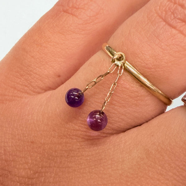 Bague en Or 18k avec 2 Améthystes