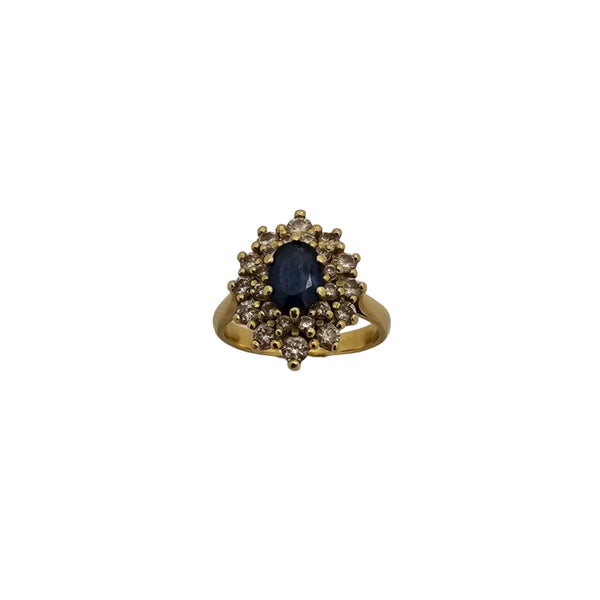 Bague Marguerite Or Jaune 18K - 5.88 G Diamants et Saphir