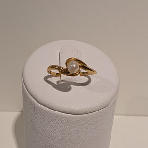 Bague en Or Jaune avec Perle Naturelle 1.30 Grs - Taille 52