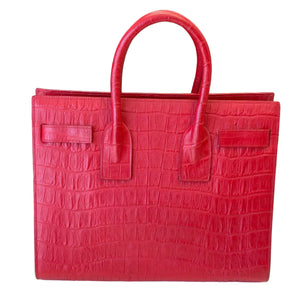 Sac à main Saint Laurent cuir de veau rouge crocodile