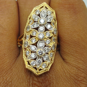 Bague Ancienne en Or Jaune et Or Blanc 18k
