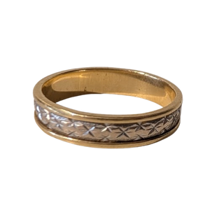 Bagues Alliance Or Jaune et Gris 18K Motif Étoiles