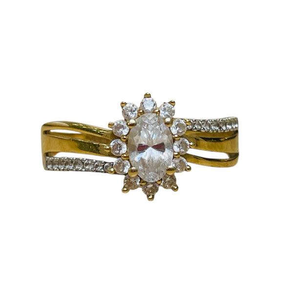 Bague en Or Jaune 18K avec Oxyde de Zirconium - T54 - 1.28gr