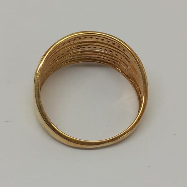 Bague en Or Jaune 18K avec 51 Diamants - Taille 54 - 3.25g
