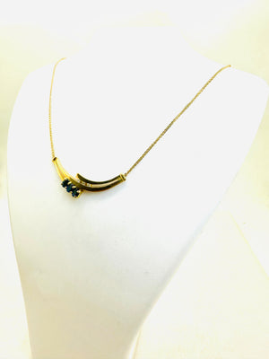 Collier Princesse en Or Jaune avec Diamants et Saphirs