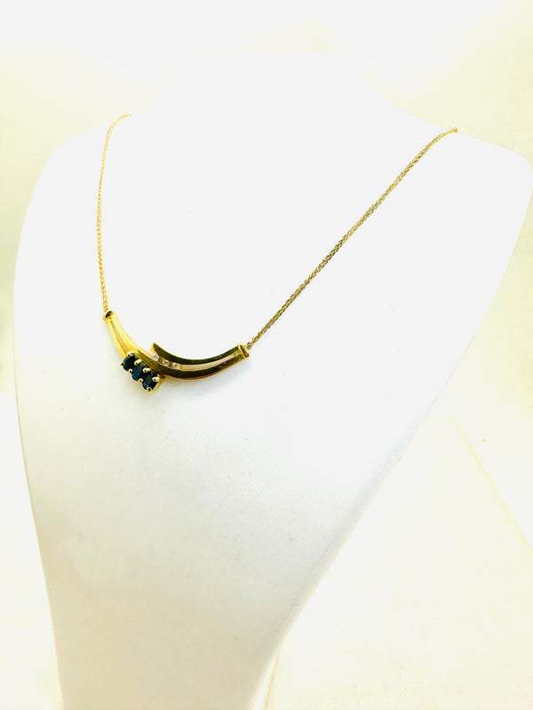 Collier Princesse en Or Jaune avec Diamants et Saphirs