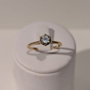Bague Solitaire Or Jaune 18K avec Zirconium