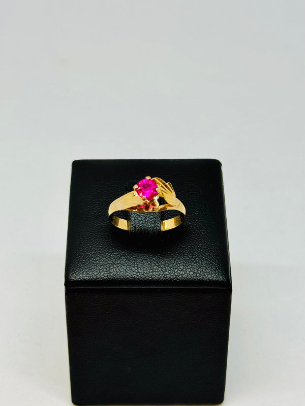 Bague Solitaire en Or Jaune 18K avec Oxyde de Zirconium