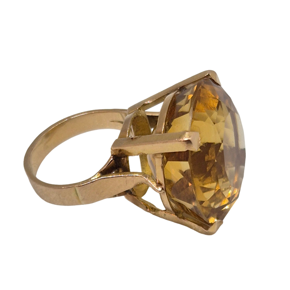 Bague en Or Jaune 18K avec citrine 11.05 Grs - Taille 46