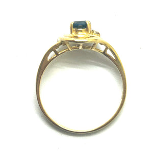 Bague Or Jaune avec Diamants et Saphir