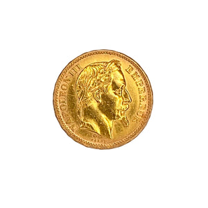 Pièce 20 Francs Napoléon III en or jaune 20k -  6.44 G