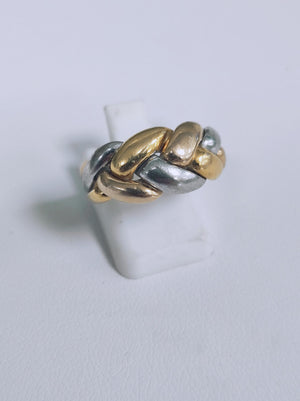 Bague tressée en or jaune et gris 18K T.55