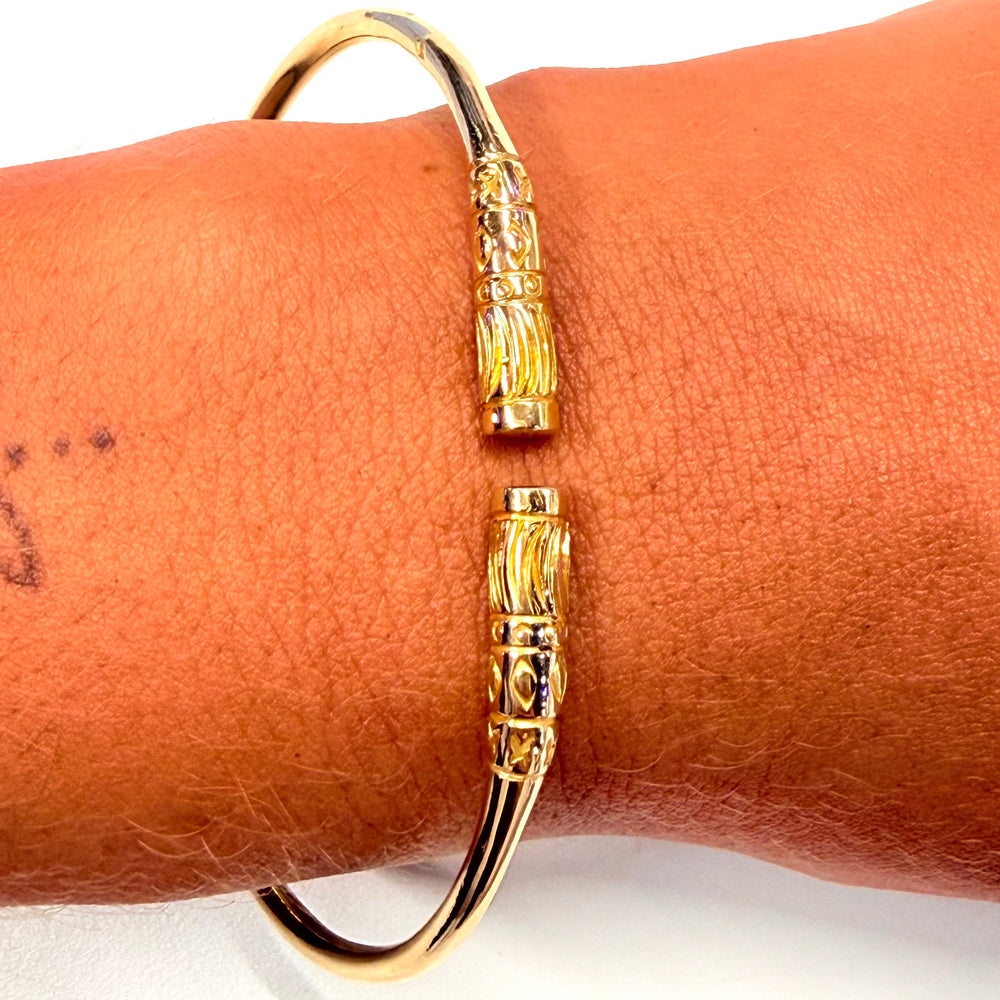 Bracelet jonc malgache en or jaune 18 carats – 6,5 cm