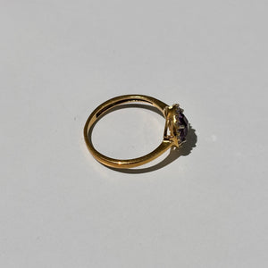 Solitaire Or Jaune 18 Carats avec Améthyste et Oxyde de Zirconium
