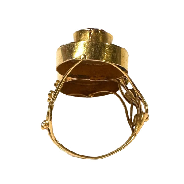 Bague Ancienne avec Oxyde de Zirconium en Or Jaune 21K
