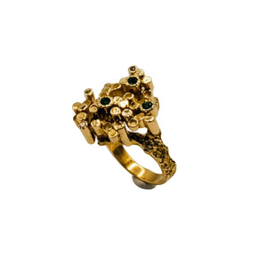 Bague Ancienne en Or Jaune 18K avec Diamants