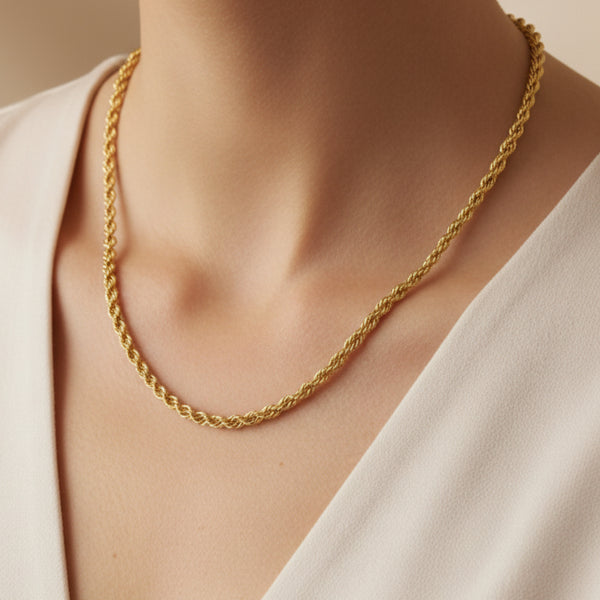 Collier Chaîne Or Jaune 18 Carats Maille Corde