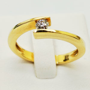Bague Solitaire en Or Jaune 18K- Taille 54- 5G