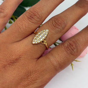 Bague Marquise en Or Jaune 18K - Taille 56 - 2.87g