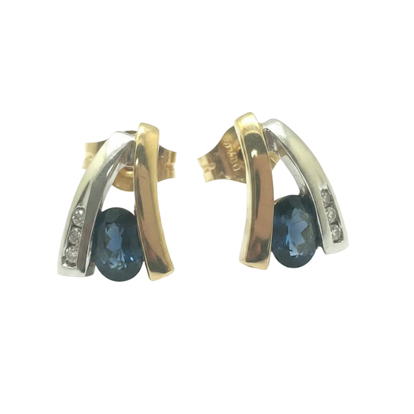 Boucles d'Oreilles Or Jaune et Or Blanc 18 K