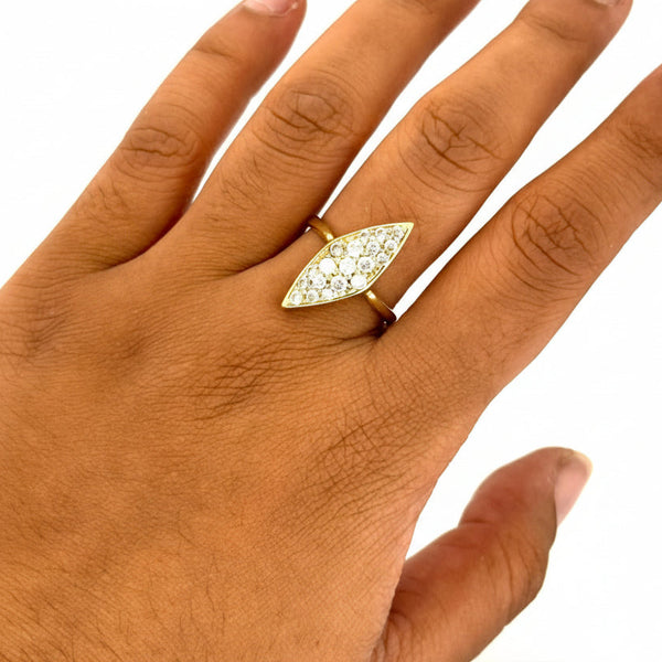 Bague Marquise en Or Jaune 18K - Taille 54 - 3.12g