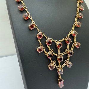 Collier Ras du Cou Or Jaune 18K et Grenats