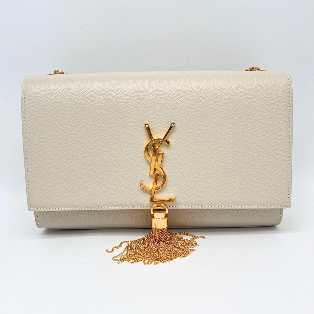 Sac Saint Laurent Kate Tassel en cuir blanc