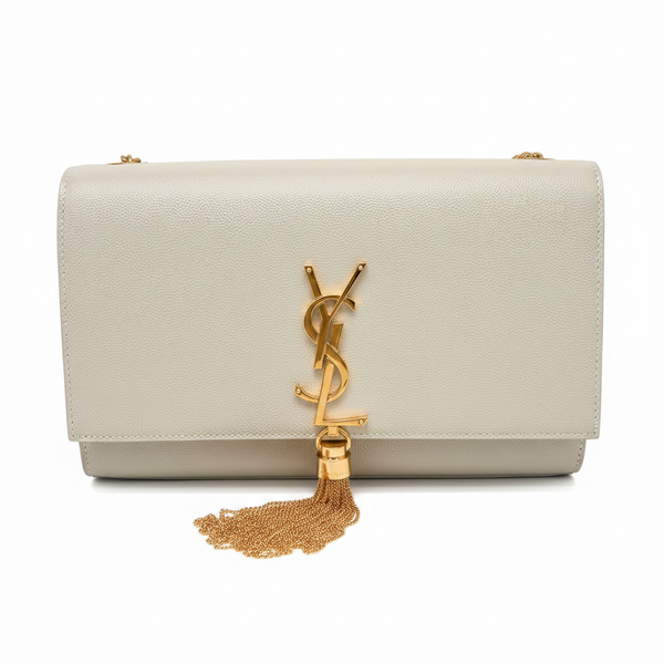 Sac Saint Laurent Kate Tassel en cuir blanc
