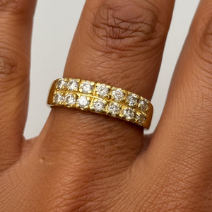 Bague Demi Tour Or Jaune 18K avec Oxyde