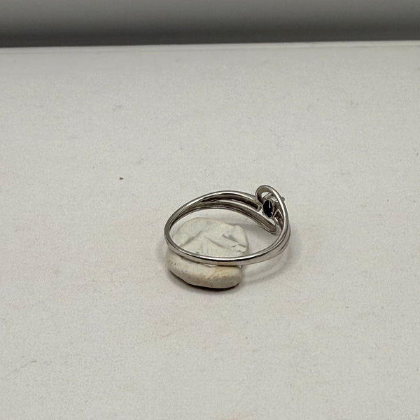 Bague en Or Blanc avec Saphir Bleu 18K Taille-53