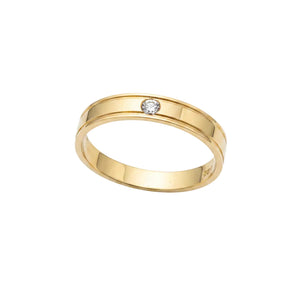 Bague Jonc Or Jaune 18K avec Diamant et Cert - 2.47 Grs - T 52