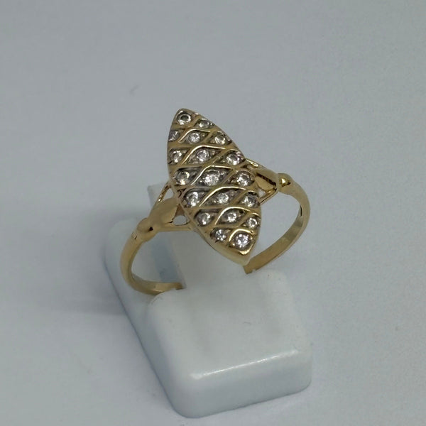 Bague Marquise en Or Jaune 18K - Taille 56 - 2.87g