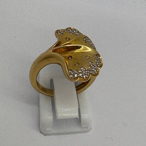 Bague Ancienne en Or Jaune 18K avec Diamants - taille 51 - 6.67g