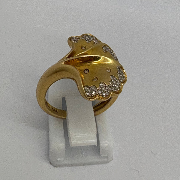 Bague Ancienne en Or Jaune 18K avec Diamants - taille 51 - 6.67g