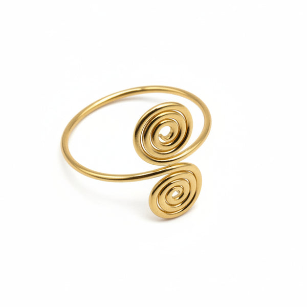Bague Alliance Double Spirale en Or Jaune 18k - 1.03 G